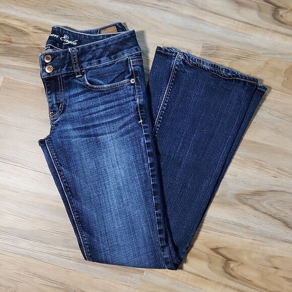 🐞American Eagle Blue Stretch Artist Bootcut Jeans Size 6/28 - Picture 2 of 12
